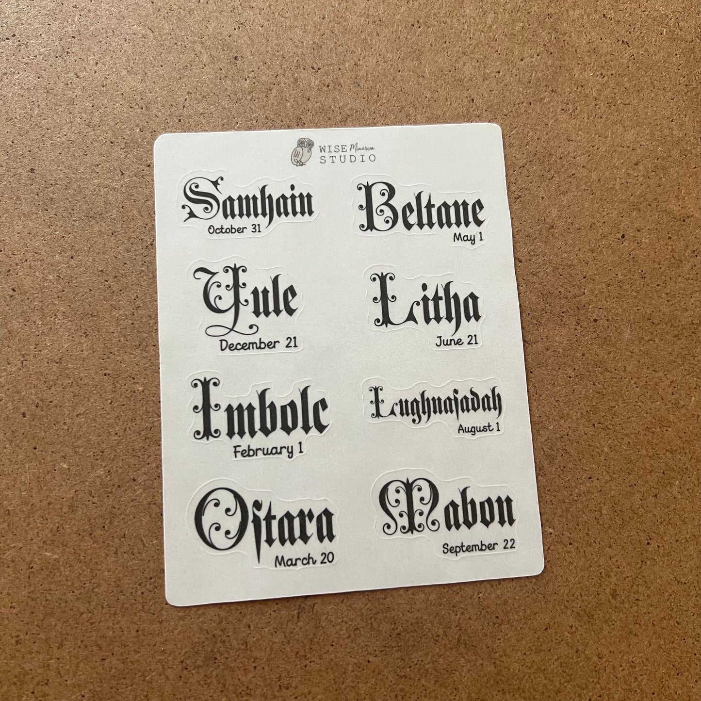 2026 Sabbat Names Gothic Stickers