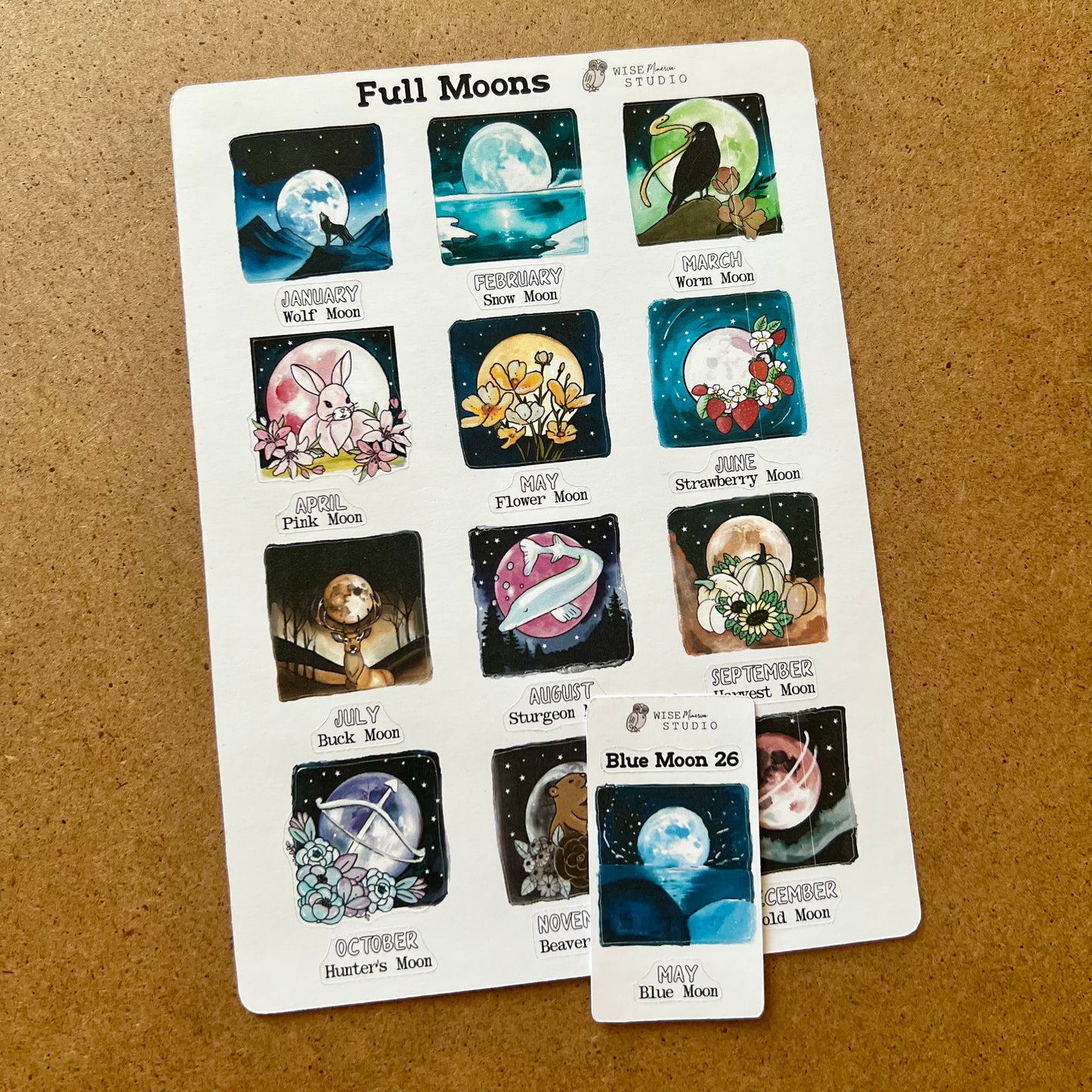 2026 Full Moons Planner Stickers