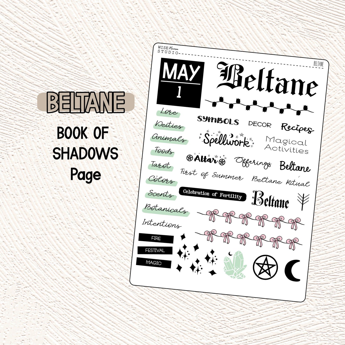 Beltane Grimoire Page