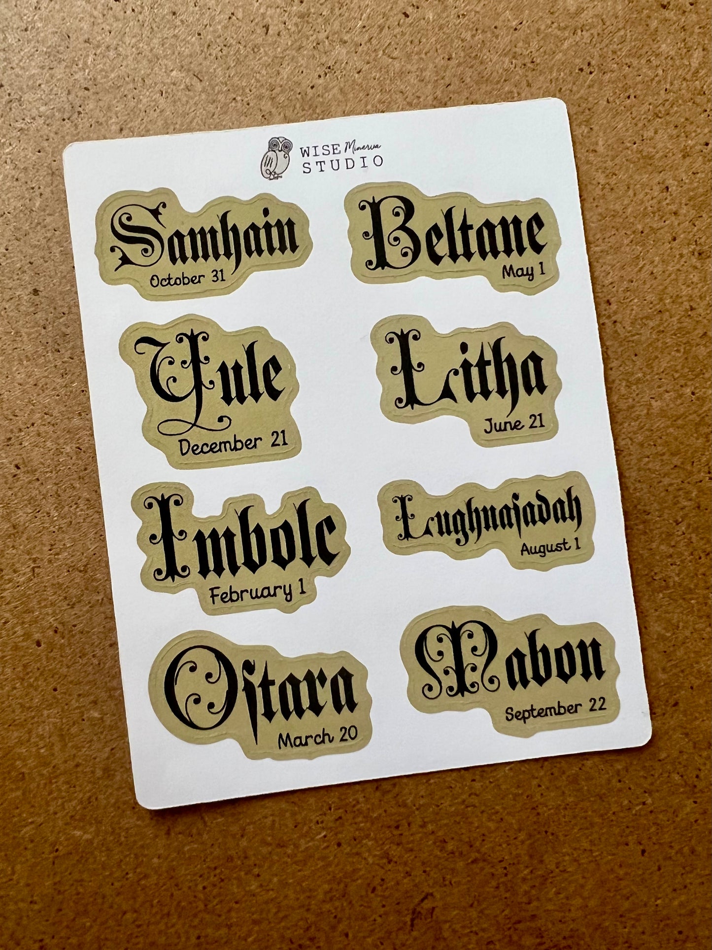2026 Sabbat Names Gothic Stickers