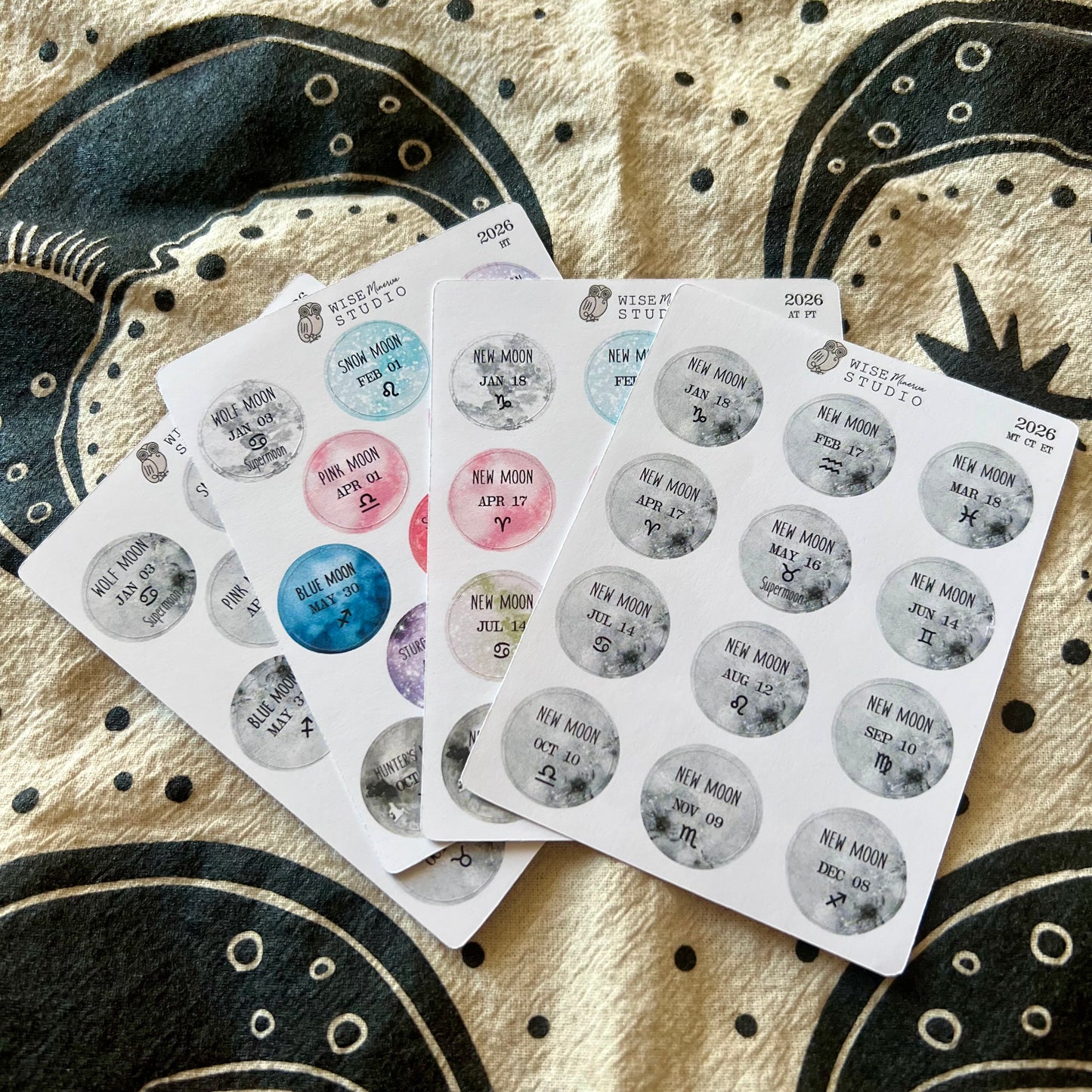 2026 Full and New Moons Stickers