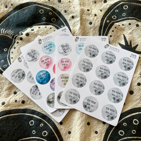 2026 Full and New Moons Stickers
