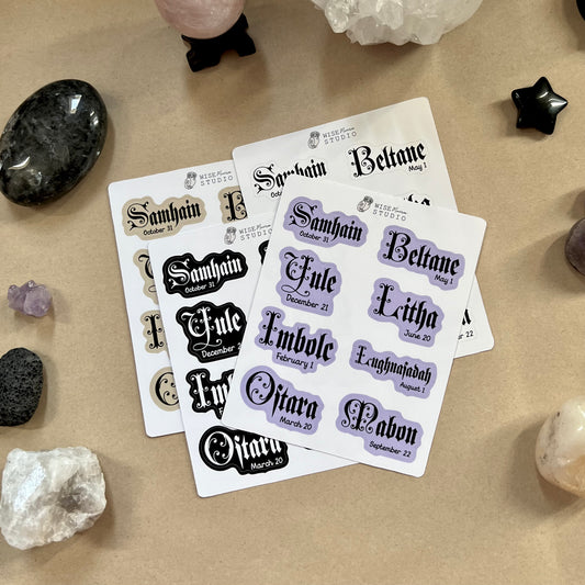 2025 Sabbat Names Gothic Stickers