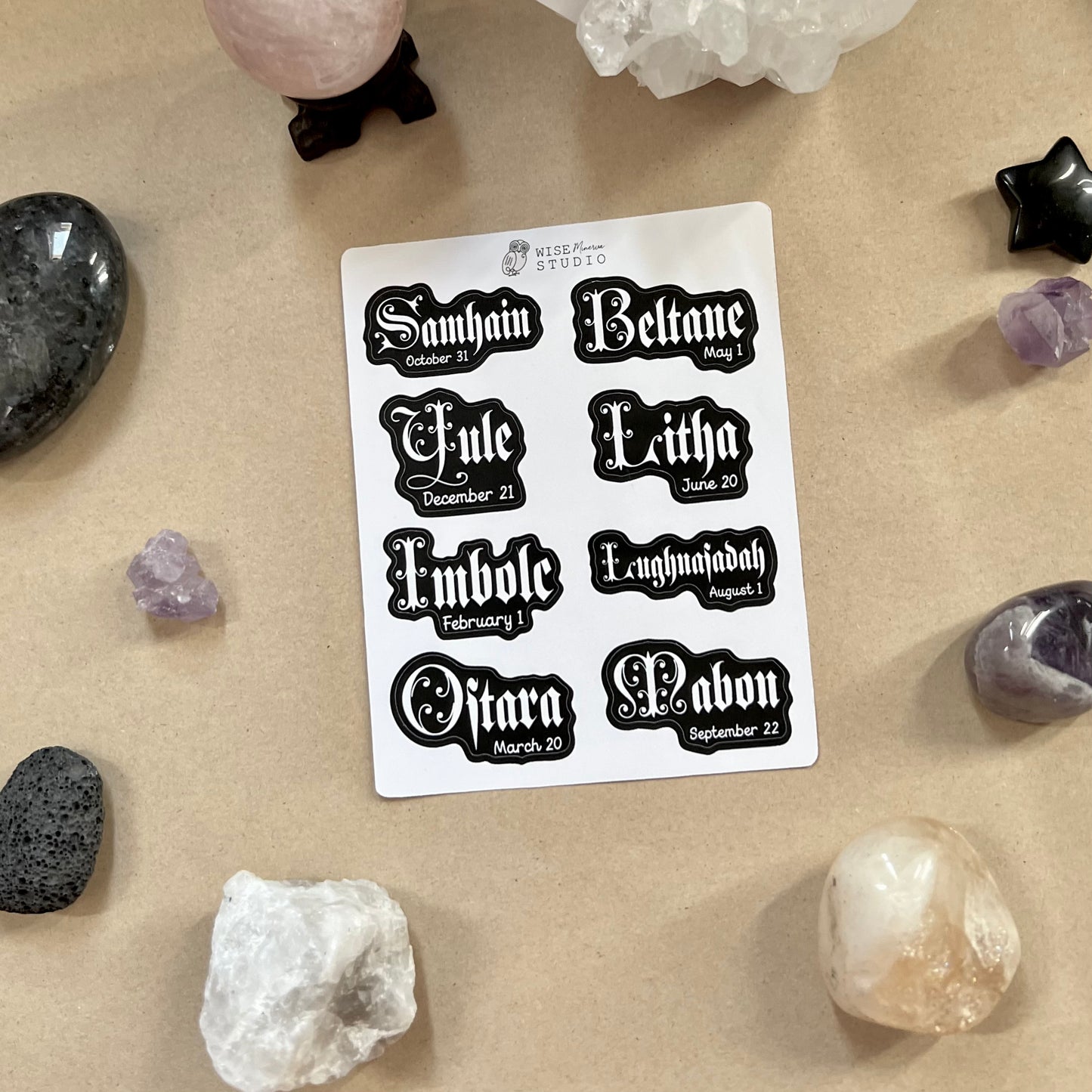 2025 Sabbat Names Gothic Stickers