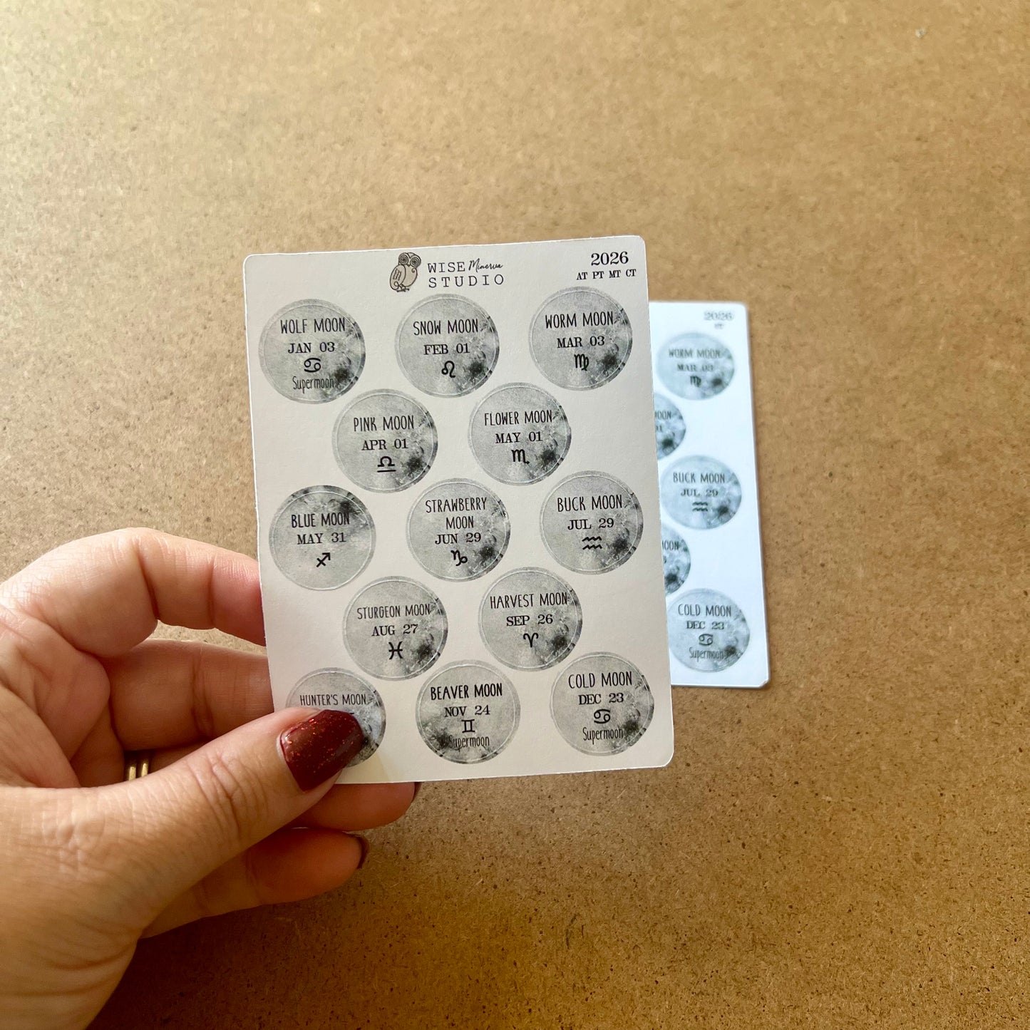 2026 Full and New Moons Stickers