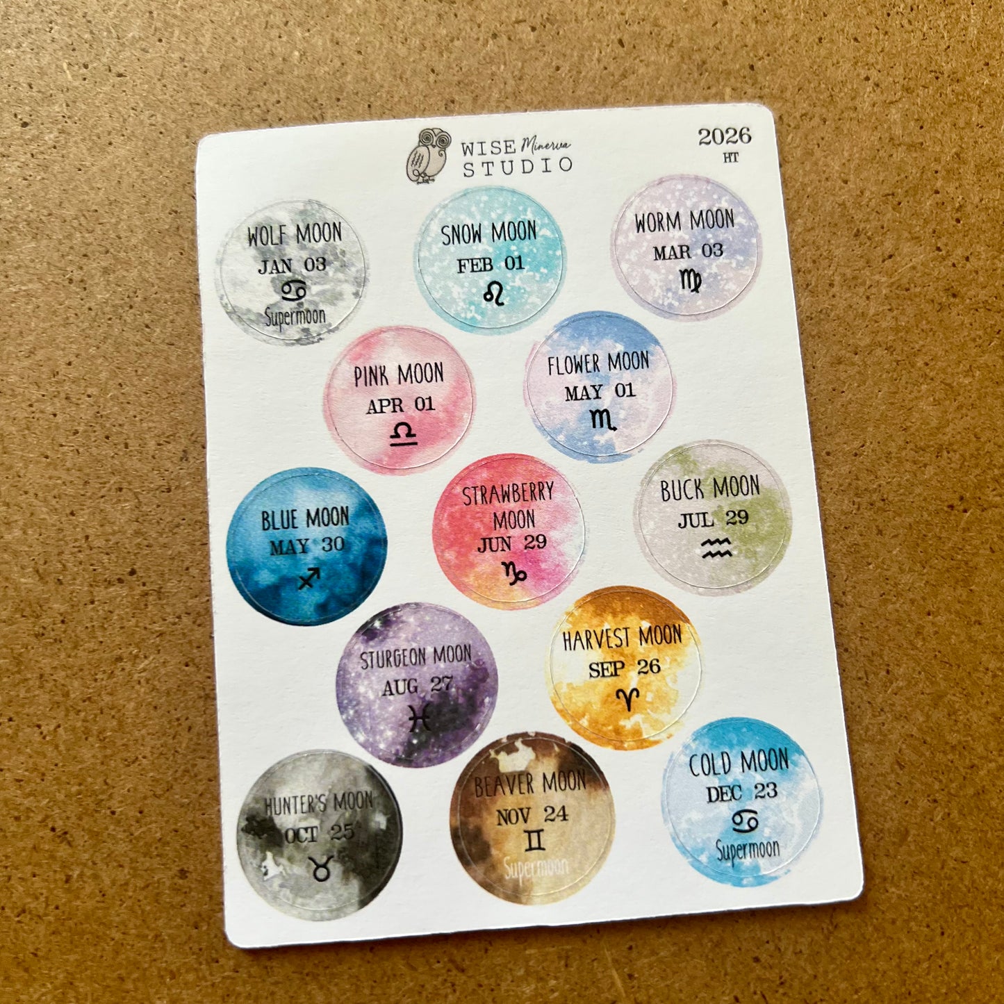2026 Full and New Moons Stickers