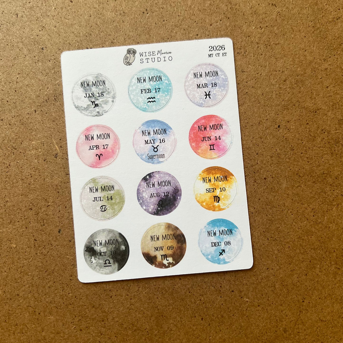 2026 Full and New Moons Stickers