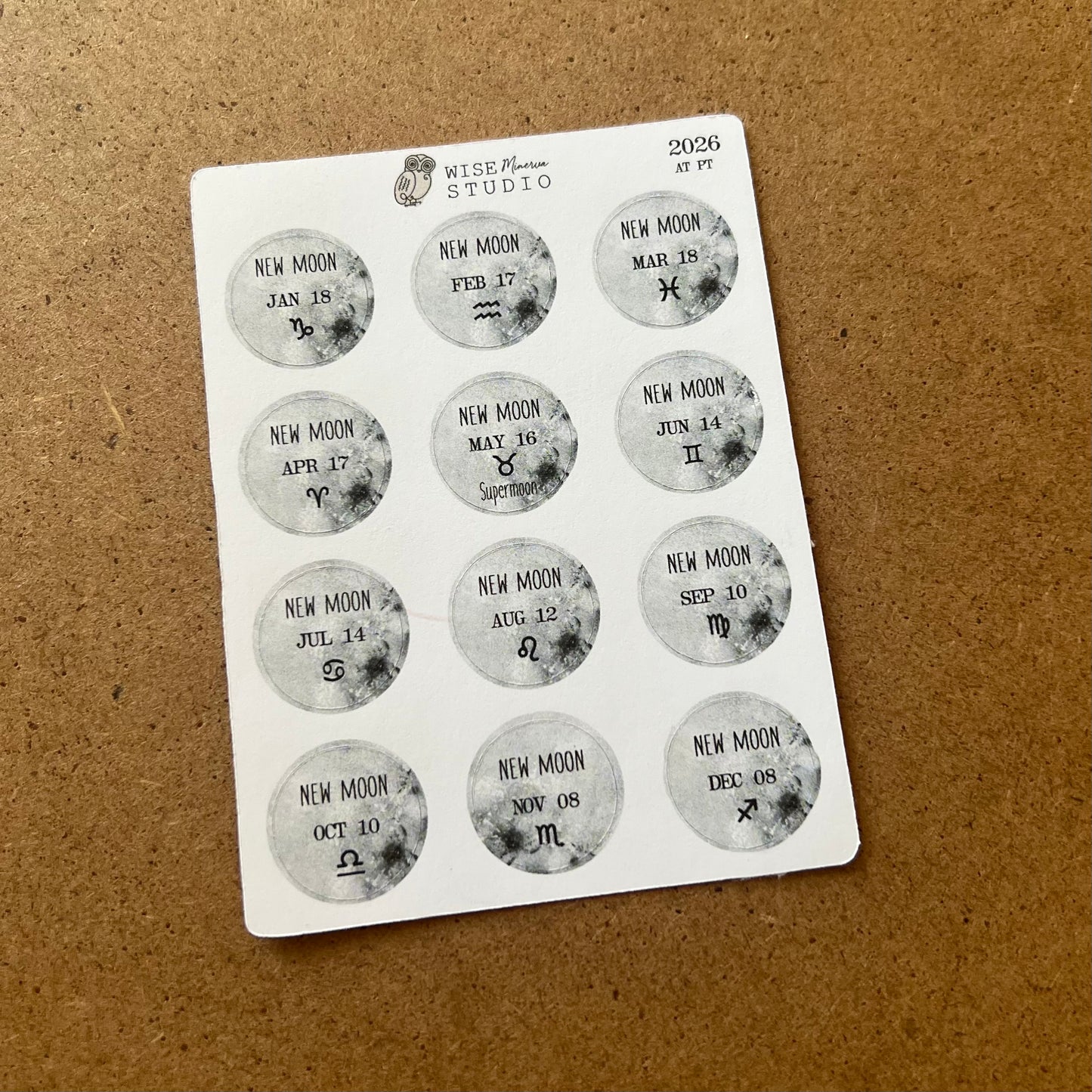 2026 Full and New Moons Stickers