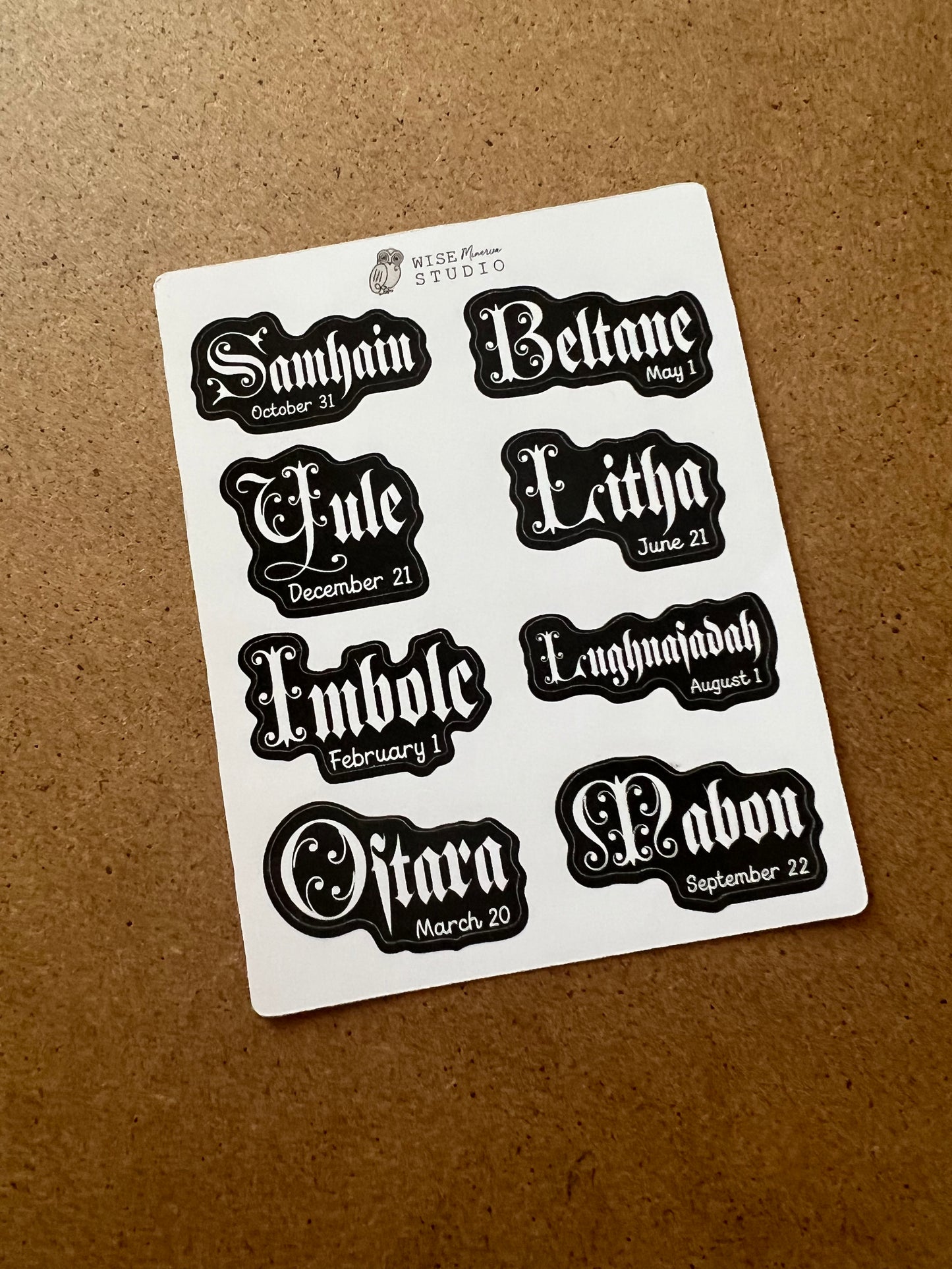2026 Sabbat Names Gothic Stickers