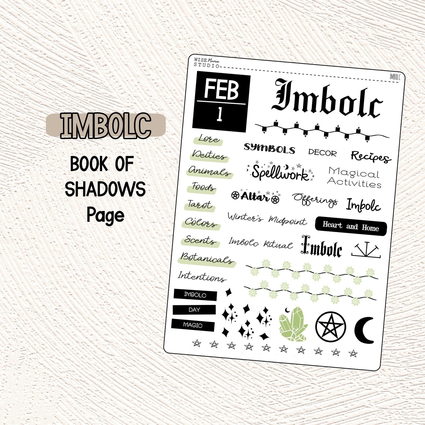 Imbolc Grimoire Page